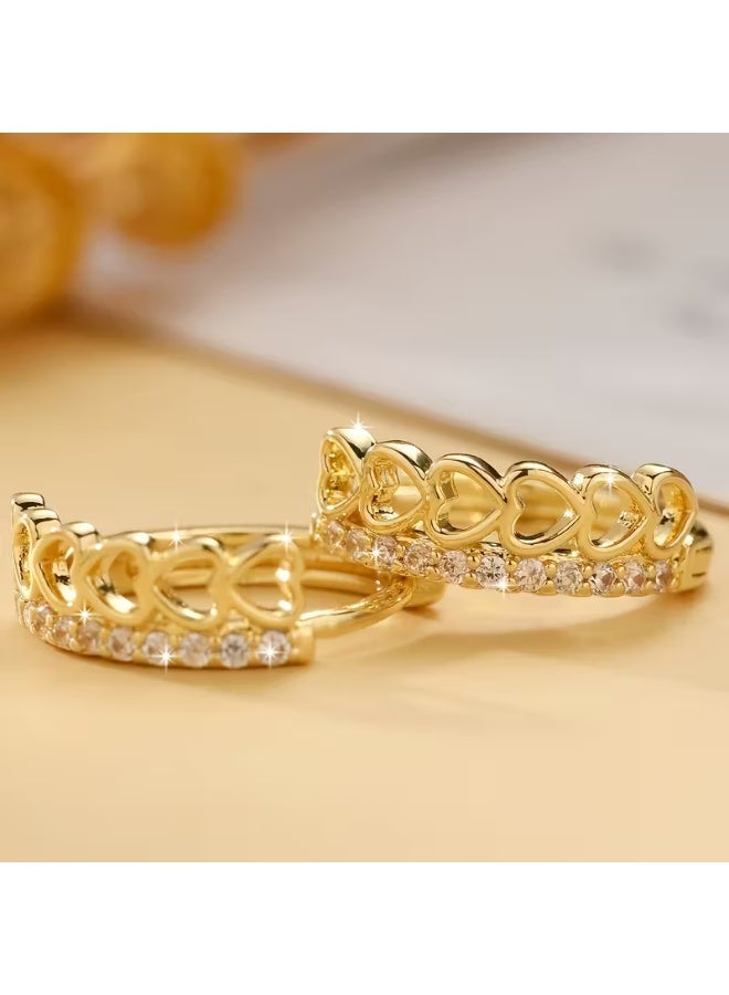aeen Elegant 18k Gold Plated Shining Heart-Shaped Earrings – Romantic Hypoallergenic Jewelry for Women, Perfect for Daily Wear, Parties & Valentine’s Day Gifts - Image 3
