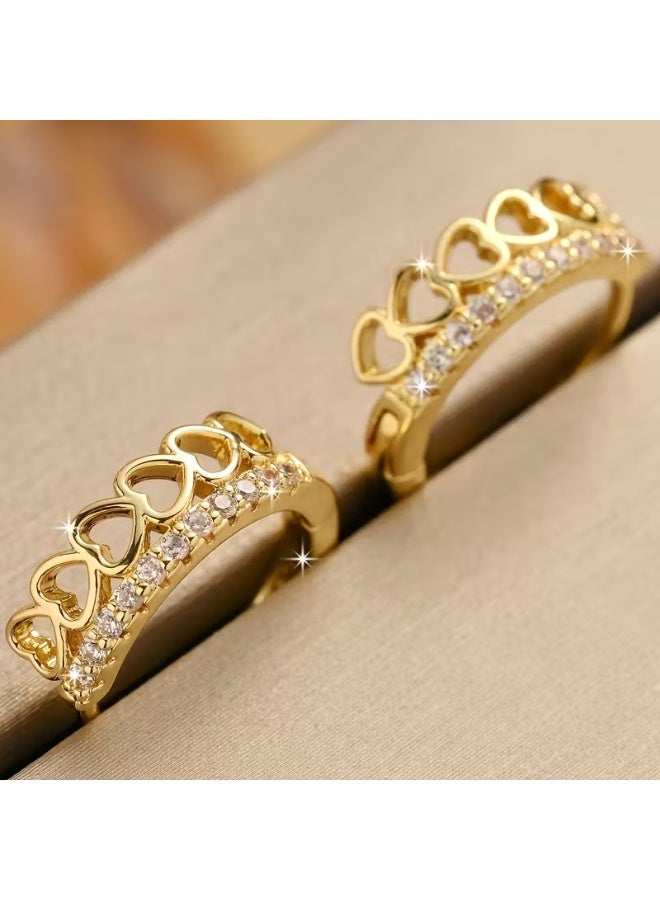 aeen Elegant 18k Gold Plated Shining Heart-Shaped Earrings – Romantic Hypoallergenic Jewelry for Women, Perfect for Daily Wear, Parties & Valentine’s Day Gifts - Image 5