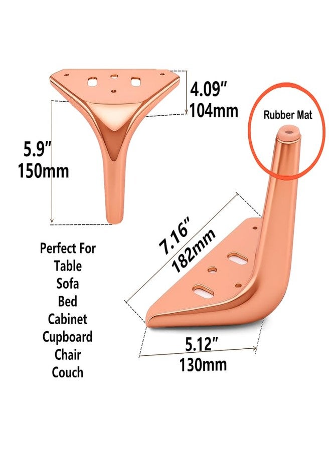 Fascination Sofa Leg Glossy Finish Heavy Model Russian Fame Shape Furniture Leg Set of 4, 6 Inches Weight Capacity 400kg Rose Gold - Image 2