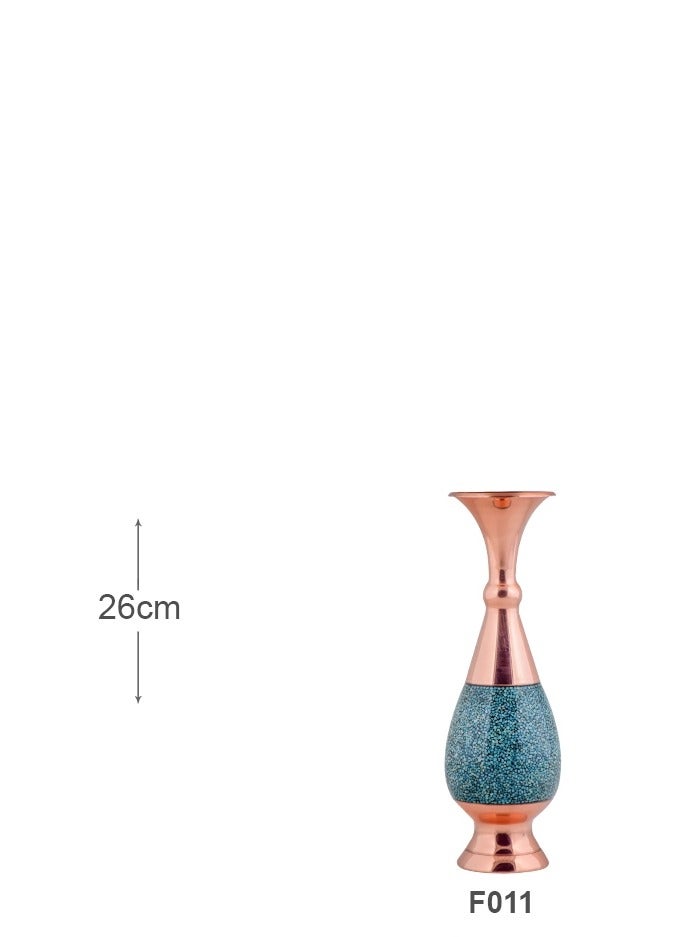 Aghajani Handcrafted Antique Copper and Turquoise Sorahi Vase, 26cm Vintage-Inspired Home Decor - Image 2