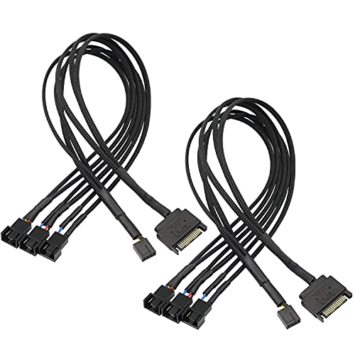 XMSJSIY SATA to 3 Pin 4 Pin PWM Fan Adapter Splitter Hub for 12V Desktop Computer Cooler Case Fans, 2 Pieces Packing - Image 1