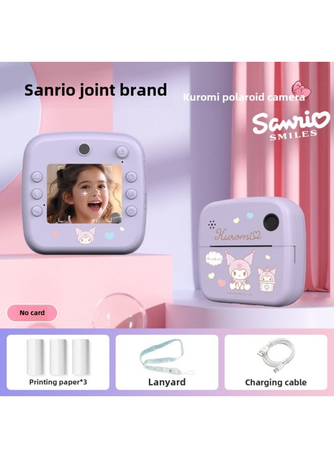 Generic Sanrio Joint Children Print Camera Kolomi Big Ear Dog Melody Instant Polaroid Camera-Color:[culomi Camera (no Memory) + Printing Paper * 3 + Lanyard + Charging Cable + Instructions  - Image 1