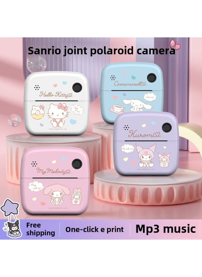 Generic Sanrio Joint Children Print Camera Kolomi Big Ear Dog Melody Instant Polaroid Camera-Color:[culomi Camera (no Memory) + Printing Paper * 3 + Lanyard + Charging Cable + Instructions  - Image 2