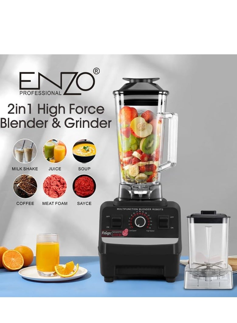 ENZO 2-in-1 Blender and Food Processor 1-Liter Capacity, with Multifunctional Grinder and 15 Speeds - ITA30009A - Image 1