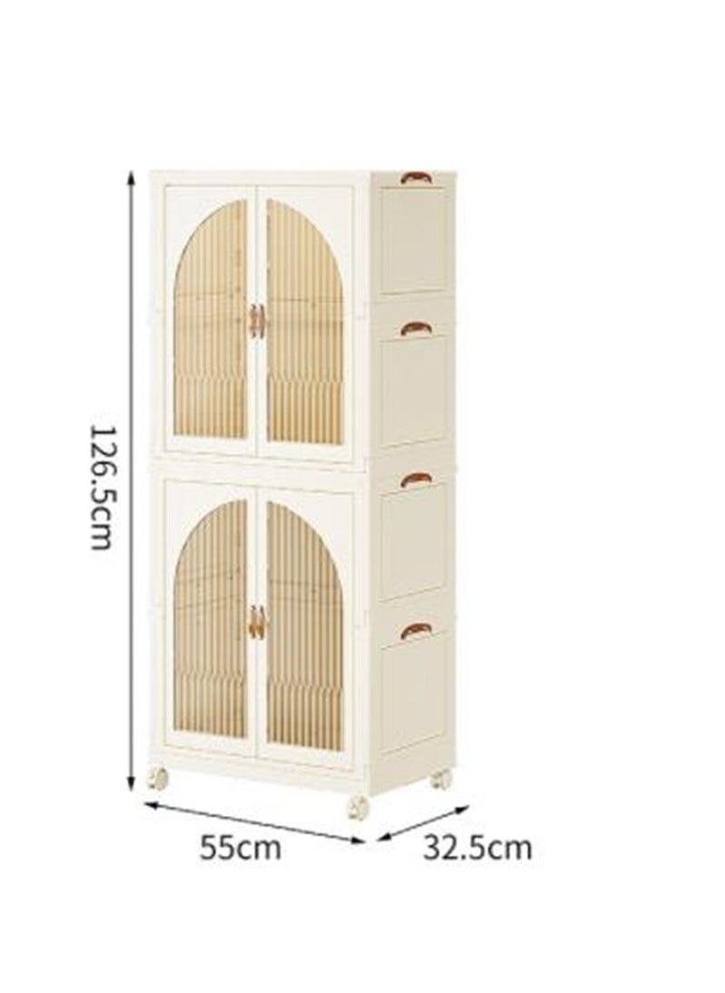 Golden - Storage Cabinet Storage Box Easy to Assemble 2 Layers Expandable - Image 1