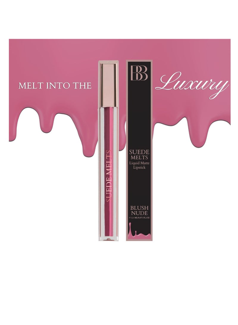Bergamot Beauté Matte Liquid Lipstick Suede Melts Non Transfer Waterproof Long Lasting Upto 8 Hours For Women 2.1ml Blush - Image 3