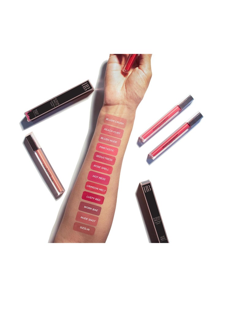 Bergamot Beauté Matte Liquid Lipstick Suede Melts Non Transfer Waterproof Long Lasting Upto 8 Hours For Women 2.1ml Blush - Image 4