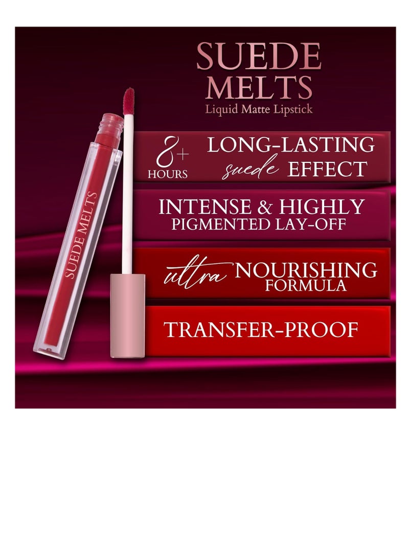 Bergamot Beauté Matte Liquid Lipstick Suede Melts Non Transfer Waterproof Long Lasting Upto 8 Hours For Women 2.1ml Blush - Image 5
