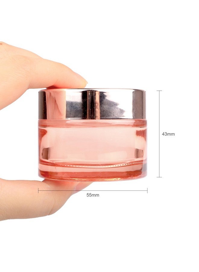 Furnido Pink Glass Cream Jar,4 Pack 1.7 Oz/50G Face Lotion Jar Pot,Empty Refillable Glass Cosmetic Cream Bottle Container With Rose-Golden Cover,Inner Liners For Moisturizer,Eyeshadow,Makeup Emulsion - Image 3