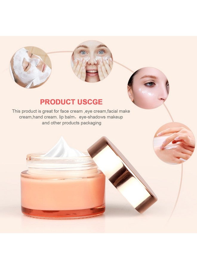 Furnido Pink Glass Cream Jar,4 Pack 1.7 Oz/50G Face Lotion Jar Pot,Empty Refillable Glass Cosmetic Cream Bottle Container With Rose-Golden Cover,Inner Liners For Moisturizer,Eyeshadow,Makeup Emulsion - Image 4