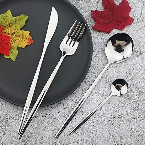 JASHII 24 Pieces Silverware Flatware Cutlery Set, Stainless Steel Tableware Silverware-Service for 6 Dishwasher Safe Full Set Flatware Durable (Silver) - Image 3