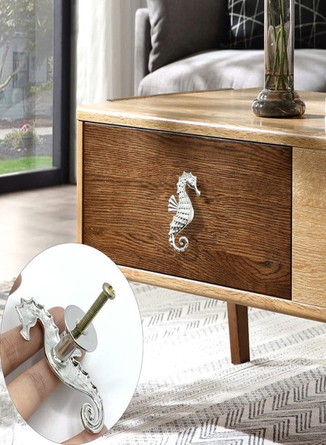 LLDYNW 6 pcs Seahorse Knobs Dresser Knobs Ocean Cabinet Handles for Home Office Dresser Wardrobe Cabinet Kitchen Drawer Pull Handles (Bright Silver) - Image 5