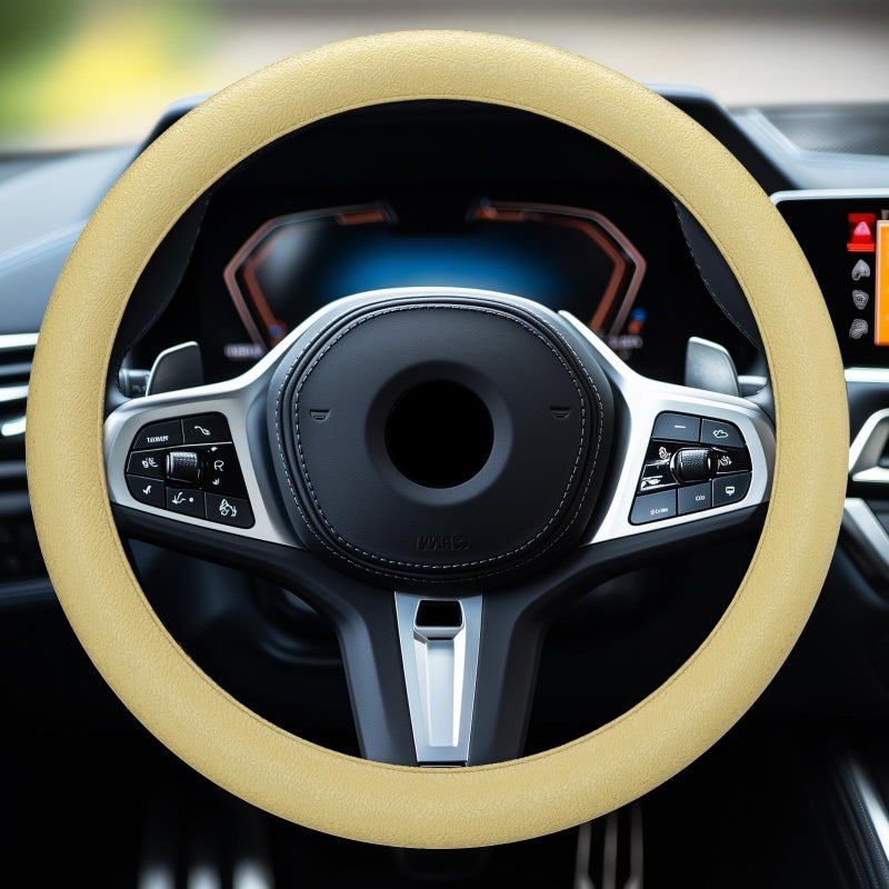 LRITER Car Steering Wheel Cover NonSlip Silicone Material Multiple Color Choices Universal Auto Parts Steering Wheel Cover Suitable for Most Cars Champagne - Image 3