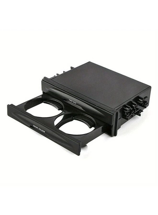 Black Universal Car Dual DIN Radio Cup Holder Organizer Box - Image 5