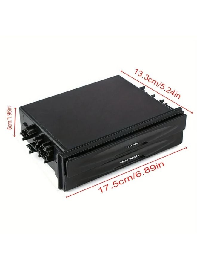 Black Universal Car Dual DIN Radio Cup Holder Organizer Box - Image 2