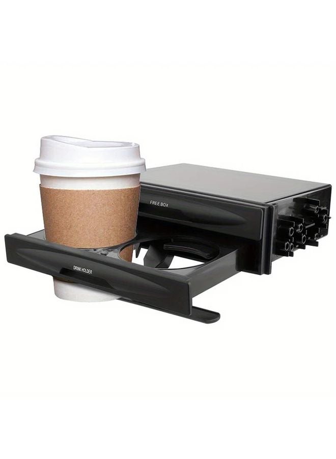 Black Universal Car Dual DIN Radio Cup Holder Organizer Box - Image 4
