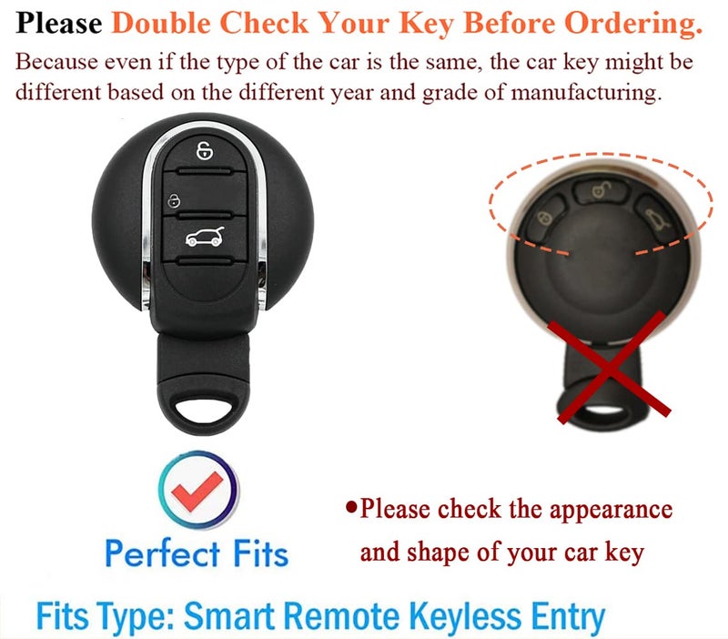 SANRILY Car Key Cover Fit for Mini Cooper 2016-2021 Clubman Countryman Hardtop Convertible Keyless Remote Key Holder Leather Key Protective Case with Lucky Cat Keychain Green - Image 2