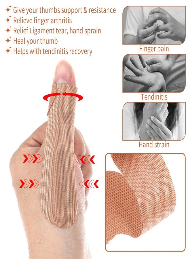 KFHENSOMR 40 PCS Thumb Support Tape, Elastic Self Adhesive Thumb Tape for Pain Relieving, Arthritis Patch Protecting Straps for Housework, Sport, Sprains, Joint Support (L-Shaped, Skin Color) - Image 3