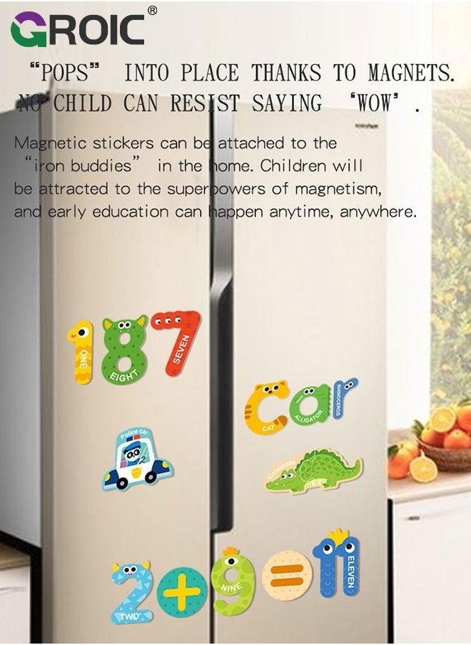 GROIC Magnetic Uppercase Letters and Numbers, Educational Learning Tool for Kids Word Recognition Include 26 Colorful Alphabet Letters, 20 Numbers and 5 Symbols  - Image 4