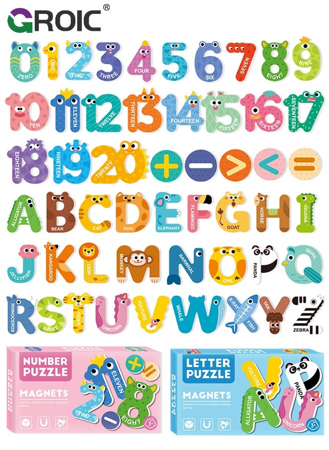 GROIC Magnetic Uppercase Letters and Numbers, Educational Learning Tool for Kids Word Recognition Include 26 Colorful Alphabet Letters, 20 Numbers and 5 Symbols  - Image 1