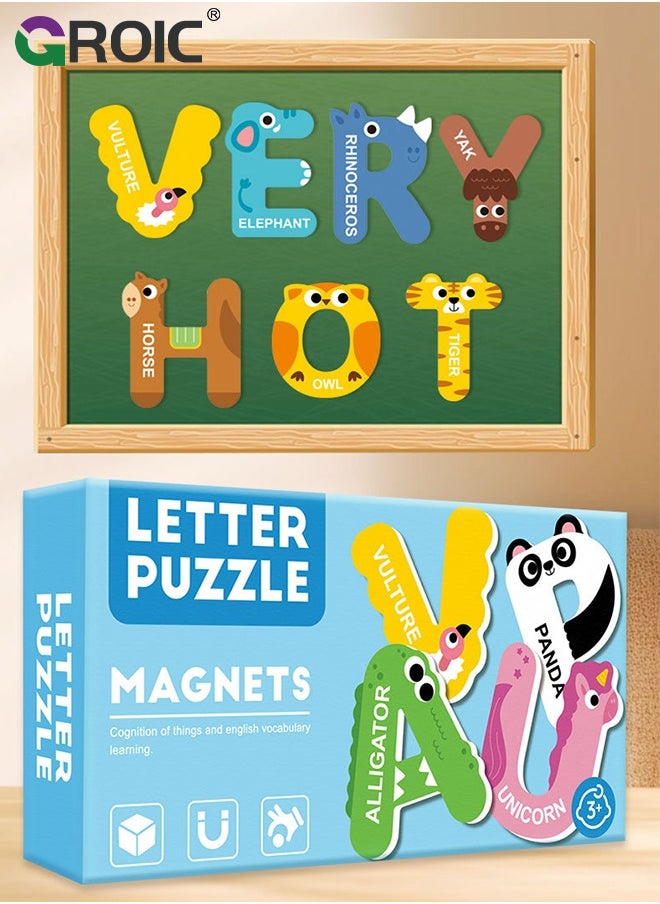 GROIC - Magnetic Uppercase Letters and Numbers, Educational Learning Tool for Kids Word Recognition Include 26 Colorful Alphabet Letters, 20 Numbers and 5 Symbols - Image 1