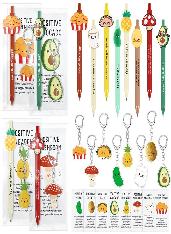 Landical 16 Sets Employee Appreciation Gifts Bulk, Positive Pen Inspirational Keychain with Motivational Card, Thank You Gift for Office Class Favor Coworker Team Teacher (Smart Snack) - Image 1