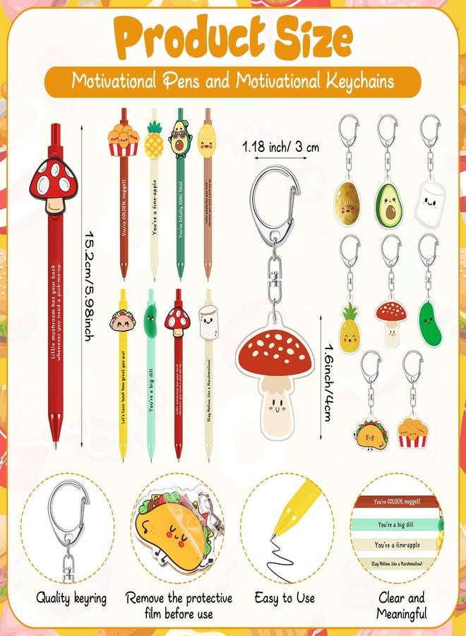 Landical 16 Sets Employee Appreciation Gifts Bulk, Positive Pen Inspirational Keychain with Motivational Card, Thank You Gift for Office Class Favor Coworker Team Teacher (Smart Snack) - Image 2
