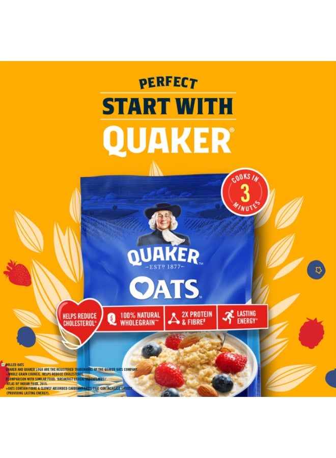 Quaker Oats 1Kg, Rolled Oats Natural Wholegrain, Nutritious Breakfast Cereals, Dalia Porridge, Easy To Cook, Honey - Image 4