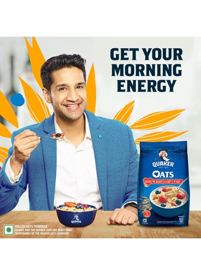 Quaker Oats 1Kg, Rolled Oats Natural Wholegrain, Nutritious Breakfast Cereals, Dalia Porridge, Easy To Cook, Honey - Image 3