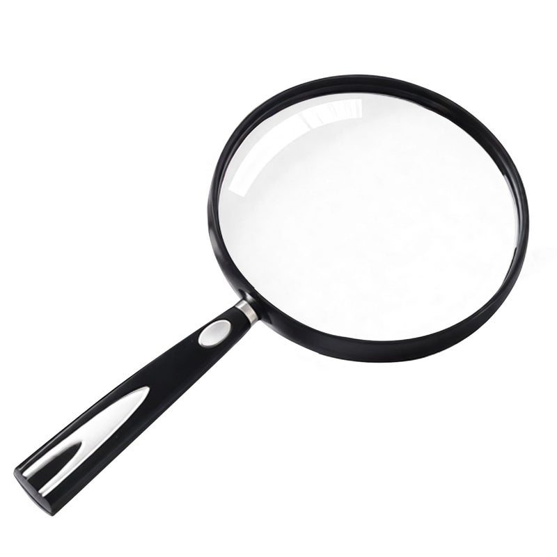 Feosky Handheld Reading Magnifier  10X Magnifier  130Mm Shatterproof Lens  Non-Slip Handle For Adults Close Work  Seniors Reading And Kids Nature Exploration  Hobby Observation(Silver/Black) - Image 1