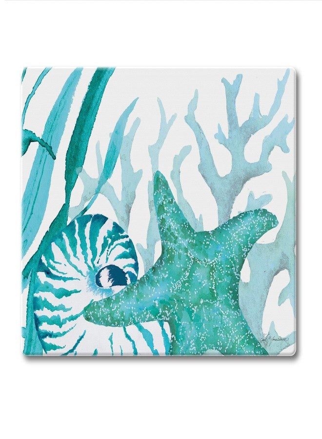 CounterArt Coral Life 3mm Tempered Glass Cutting Board 10” x 8” Manufactured in the USA Cheese Board Bar Board - Image 1