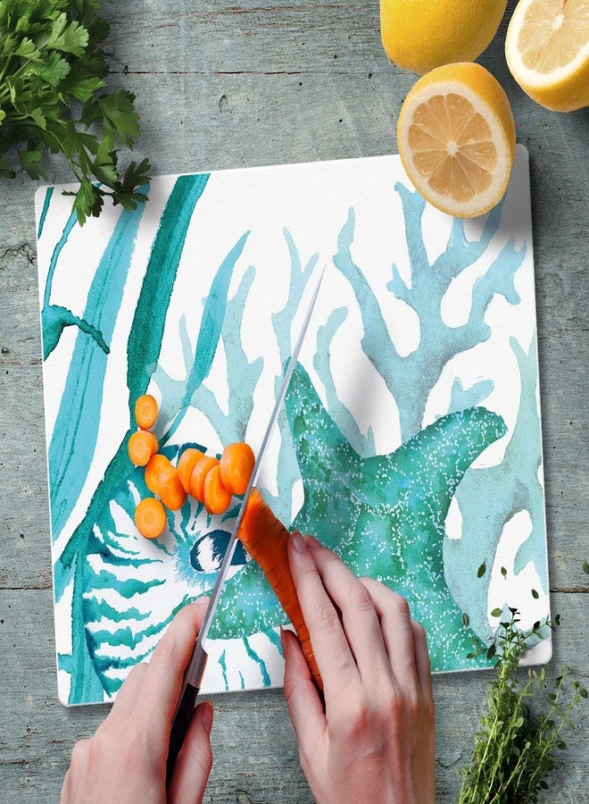 CounterArt Coral Life 3mm Tempered Glass Cutting Board 10” x 8” Manufactured in the USA Cheese Board Bar Board - Image 2