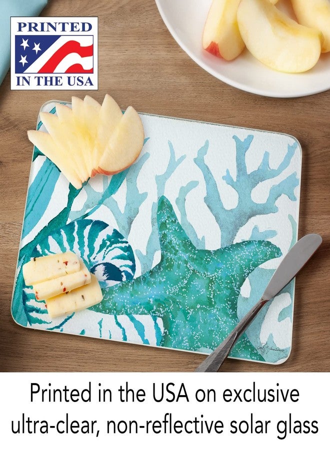 CounterArt Coral Life 3mm Tempered Glass Cutting Board 10” x 8” Manufactured in the USA Cheese Board Bar Board - Image 4