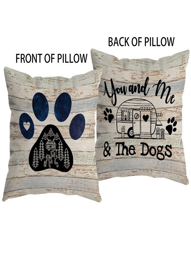 HUYAW You and Me and The Dogs Dog Paw Camper Reversible Throw Pillow Cover, Camping Camper Dog Lover Gifts for Women Men, Camping Pillow Case 18 x 18 Inch Home RV Camper Bed Sofa Decor - Image 2