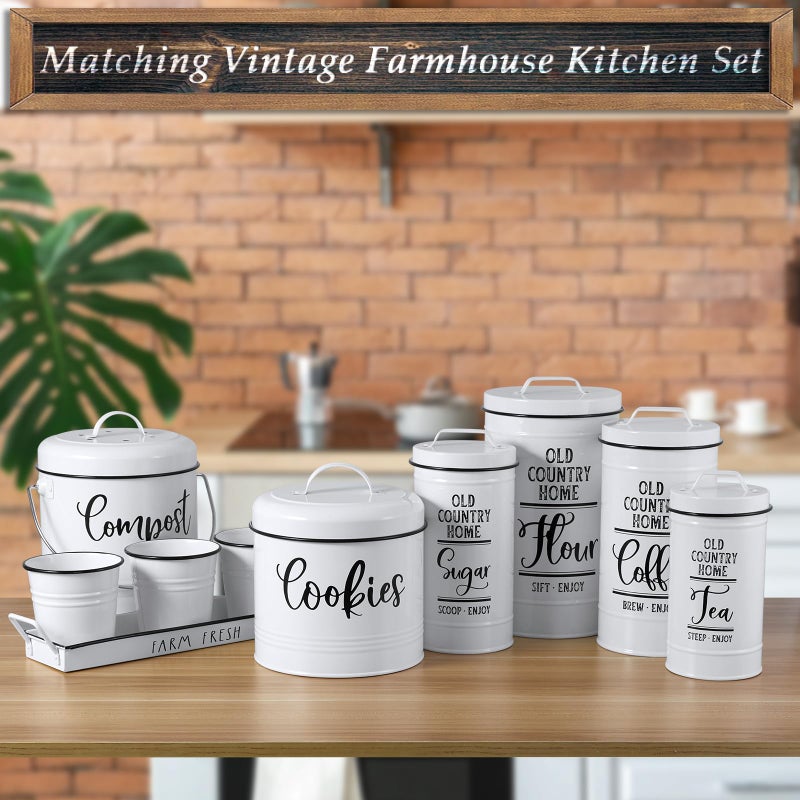 DAYYET Farmhouse Cookie Jar for Kitchen Counter, 1 Gallon Vintage Cookie Jar with Airtight Lid, Large Food Storage Container for Candy, Cookies, Dessert, Rustic Kitchen Decor and Accessories - Image 2