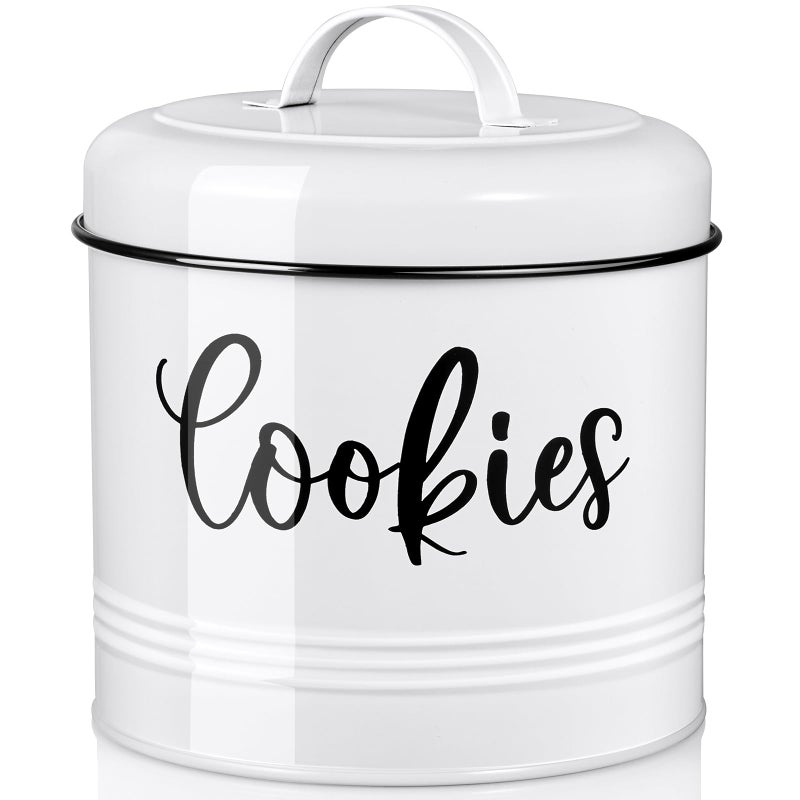 DAYYET Farmhouse Cookie Jar for Kitchen Counter, 1 Gallon Vintage Cookie Jar with Airtight Lid, Large Food Storage Container for Candy, Cookies, Dessert, Rustic Kitchen Decor and Accessories - Image 1