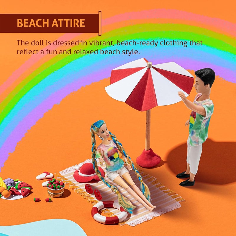 FUNFY Fancy Girl and Boy Beach Dolls | For Kids 3 Years and Above | This Couple Dolls with Multi Coloured Shirt and White Shorts, Fancy Hair & Footwear | Perfect for Gifting - Image 3