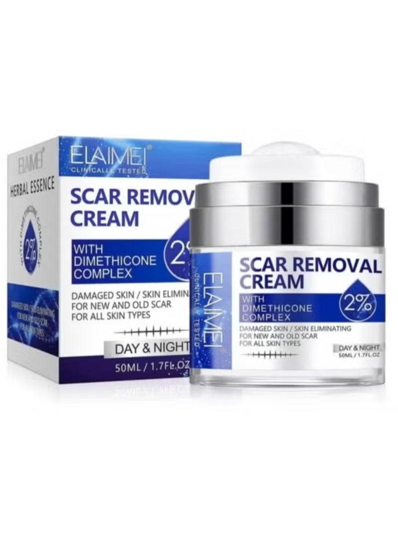 إليمي كريم إزالة ندبة و علامة التمدد مع مجمع ديميثيكون أضاف 100٪ ندبة خالية من الرتينول من الجلد المتضرر وعلاج إزالة ندبة جديدة + قديمة عوامل إصلاح الجلد الطبيعية يونيسكس 50 مل - Image 2