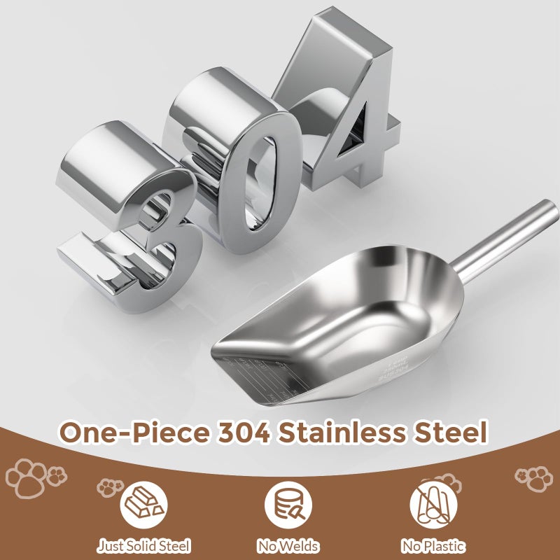 Mutclord Pet cat-dog food-scoop measuring 1-cup - Food-grade 304 stainless steel material | 1-Cup capacity | Precision scale measurements - Image 3