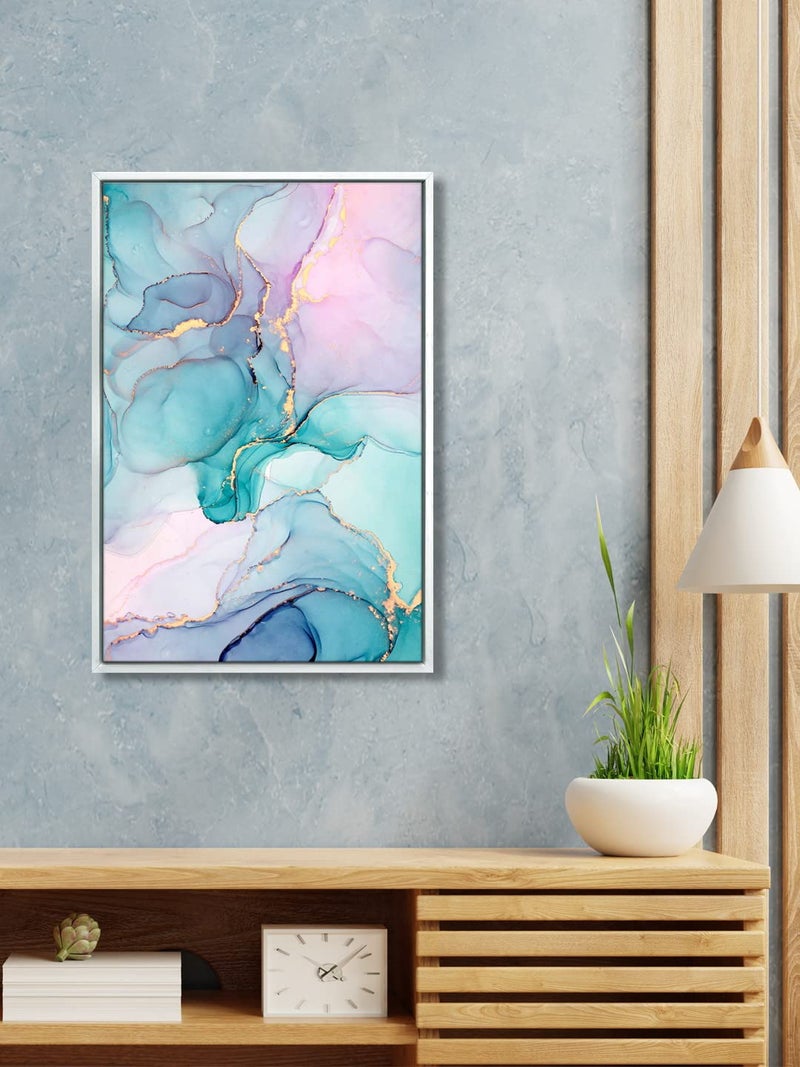 999STORE floating frame abstract art vertical painting for wall Canvas_White Frame_16X24 Inches White004