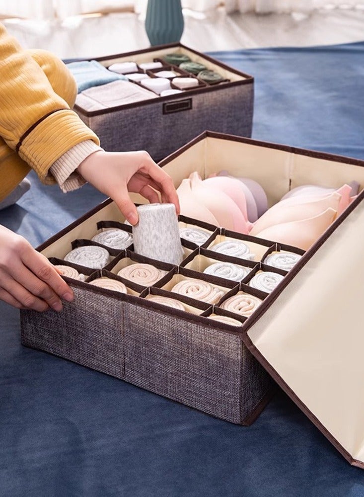 13grid Foldable Storage Bins Cubes Boxes With Lid For Underwear Drawer Dust-proof Cube Waterproof Fabric Closet Organizer Dividers Storage Box For Socks Bras Ties - Image 3