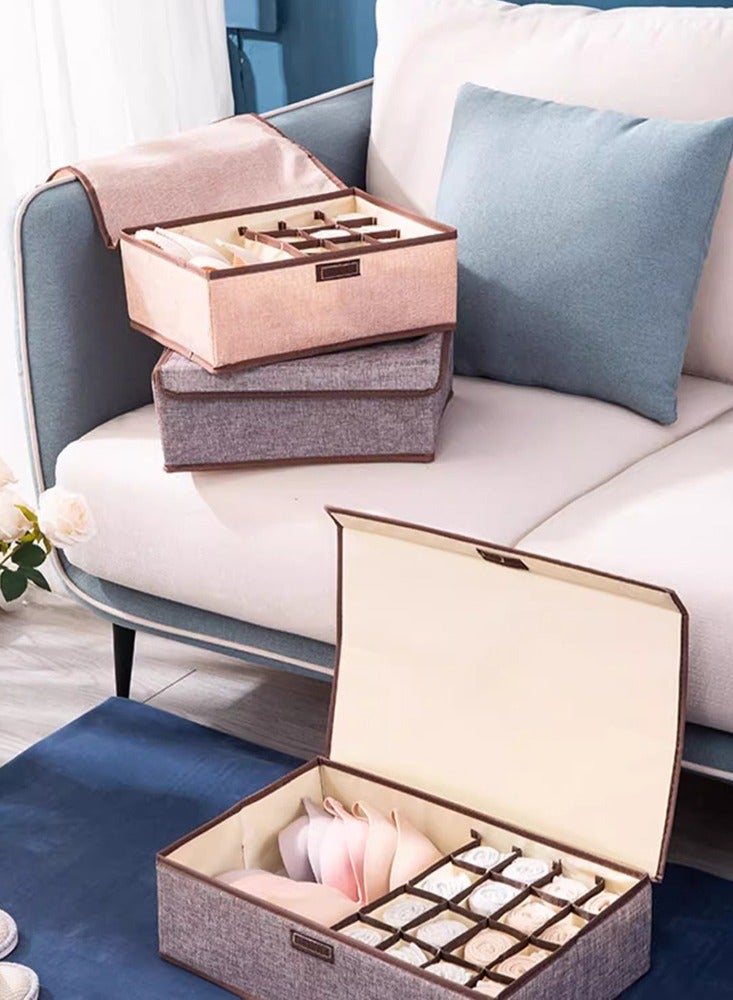 13grid Foldable Storage Bins Cubes Boxes With Lid For Underwear Drawer Dust-proof Cube Waterproof Fabric Closet Organizer Dividers Storage Box For Socks Bras Ties - Image 4