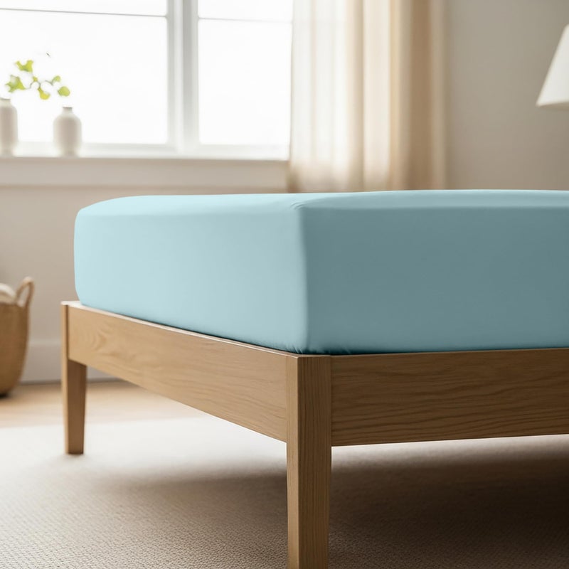 Mellanni Twin XL Fitted Sheet  Iconic Collection Bedding Sheets with up to 16 inch Deep Pocket  Soft  Cooling  Fade  Stain Resistant  1 PC Twin XL Aqua