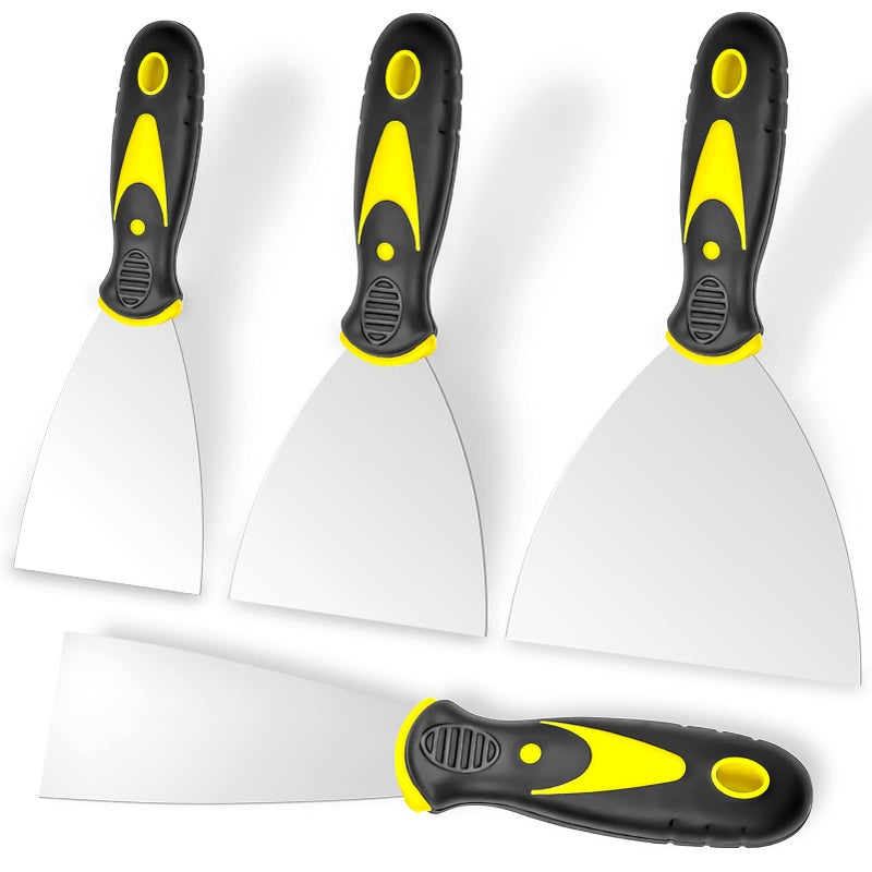 Putty  4Pcs Spackle  Set 2 3 4 5 in Stainless Steel Paint Scraper Taping  Tool for Repairing Drywall Removing Wallpaper Applying Putty Plaster Cement Adhesive