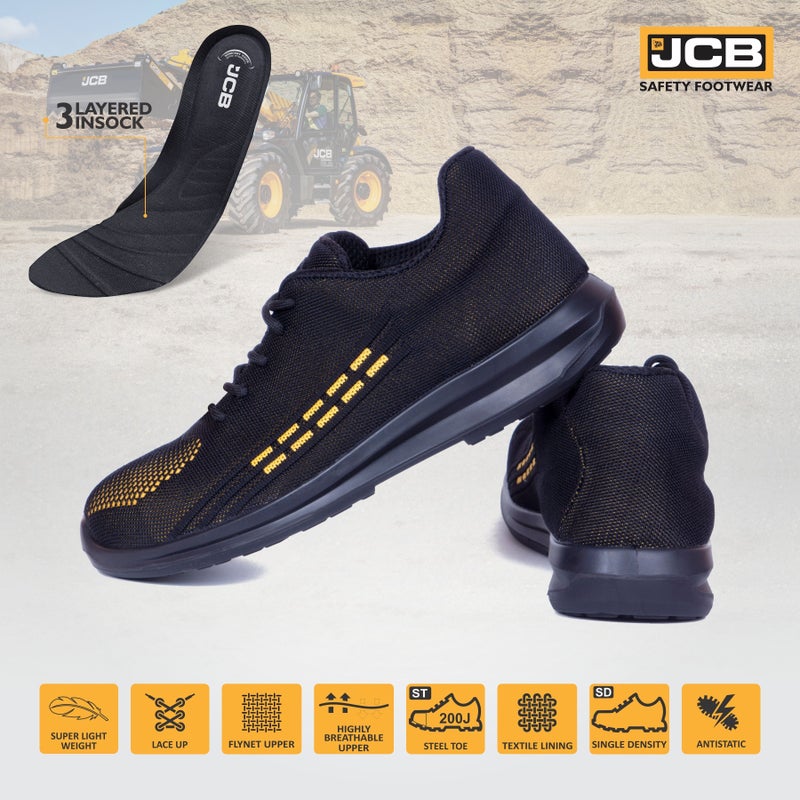 JCB حذاء أمان قماش بنعل فولاذي (أسود، S1، FASTRAC) - Image 4