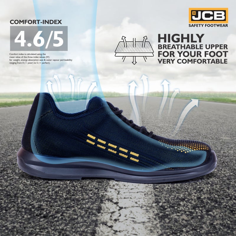 JCB حذاء أمان قماش بنعل فولاذي (أسود، S1، FASTRAC) - Image 5