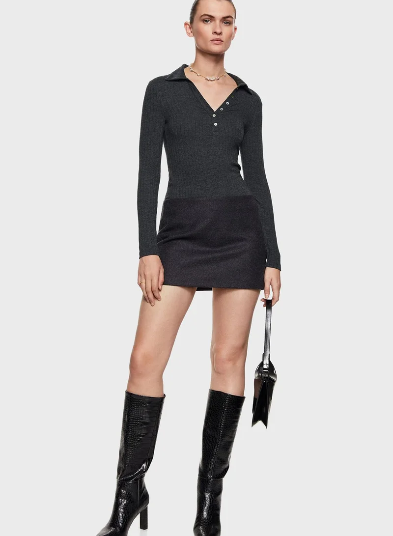 MANGO Polo Neck Ribbed Sweater