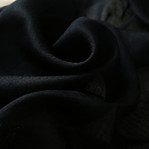 WINCESS.YU WINCESS YU Women Mulberry Silk Scarf Long & Large Embroidered Floral Pattern Shawl and Wraps Neckerchief for Hair & Neck (Sunflower Black) - Image 5