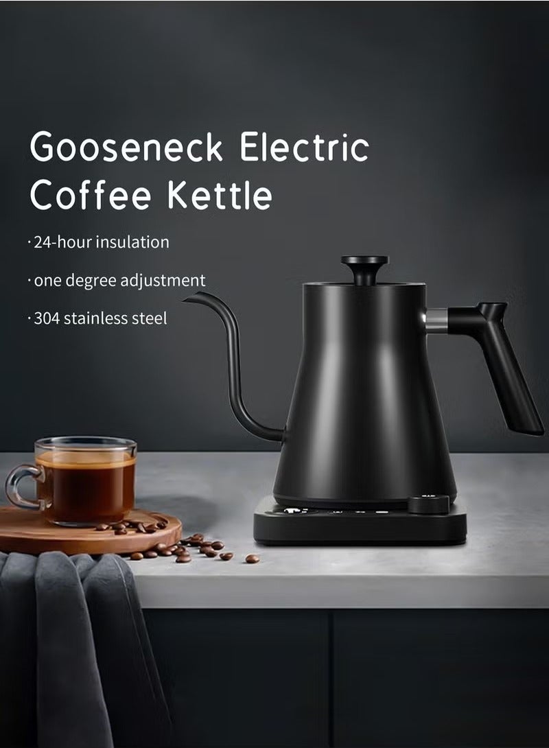 Golau Gooseneck Kettle V60 Coffee Kettle 900ML 1200W Power Knob Temperature Adjustment with Digital Display Temperature Automatic Insulation Stainless Steel Material Suitable for Home and Office - Image 1