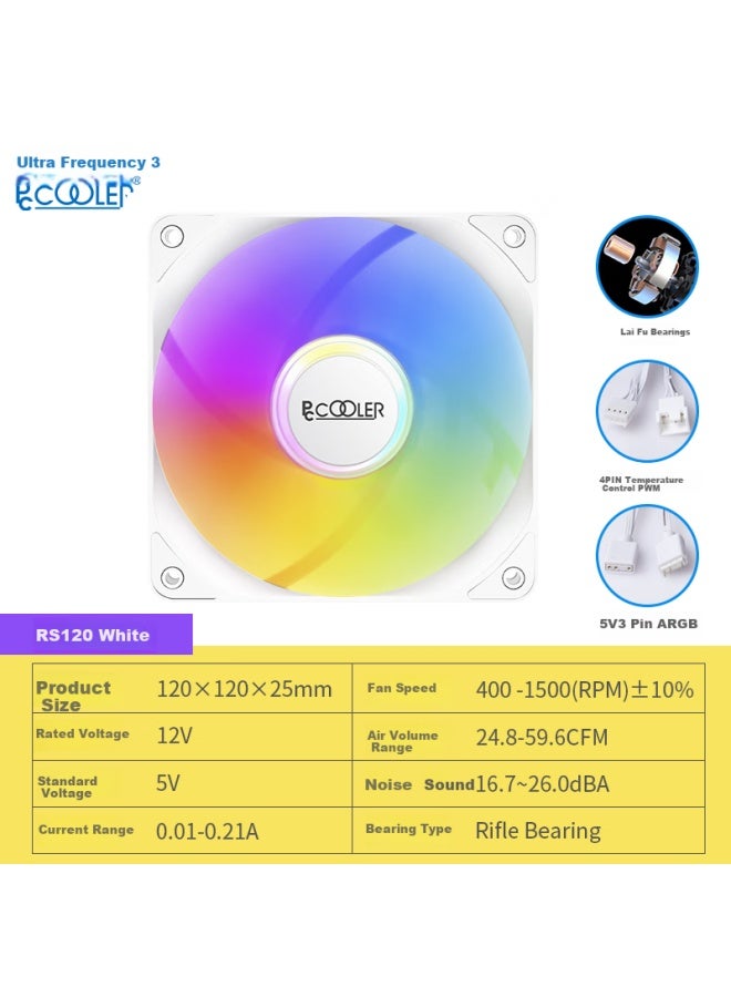 Pccooler Rs120 White 12cm Case Fan - Image 1
